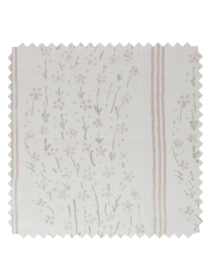 hillhouse floral disty wave stripe linen fabric by nathan turner pink green