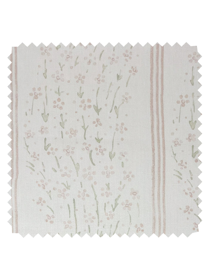 Hillhouse Floral Ditsy Wave Stripe' Linen Fabric by Nathan Turner - Pink Green