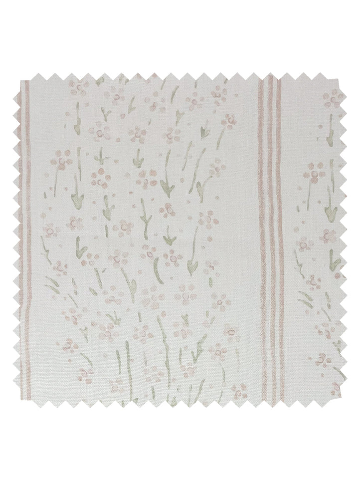 hillhouse floral disty wave stripe linen fabric by nathan turner pink green