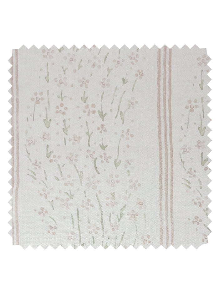 'Hillhouse Floral Ditsy Wave Stripe' Linen Fabric by Nathan Turner - Pink Green