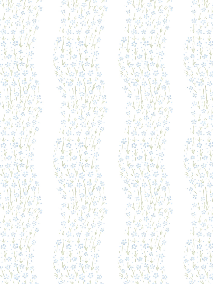 'Hillhouse Floral Ditsy Wave' Wallpaper by Nathan Turner - Blue Green