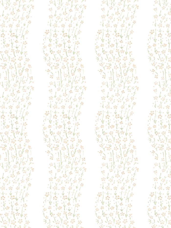'Hillhouse Floral Ditsy Wave' Wallpaper by Nathan Turner - Gold Green