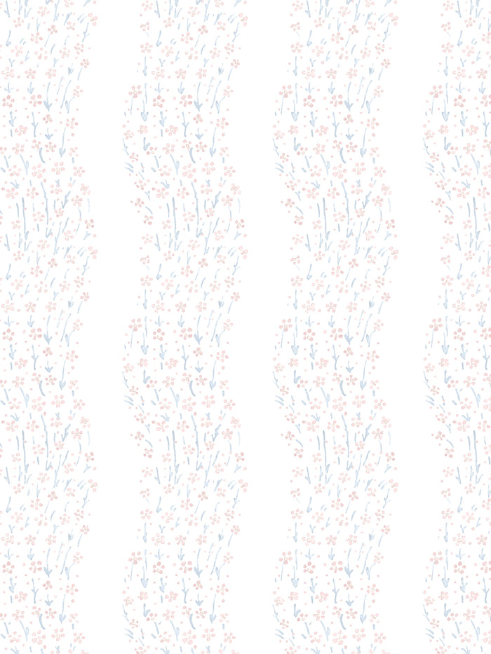 'Hillhouse Floral Ditsy Wave' Wallpaper by Nathan Turner - Pink Blue