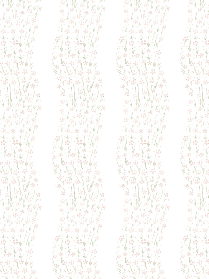 'Hillhouse Floral Ditsy Wave' Wallpaper by Nathan Turner - Pink Green
