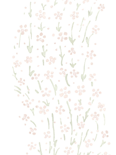 'Hillhouse Floral Ditsy Wave' Wallpaper by Nathan Turner - Pink Green