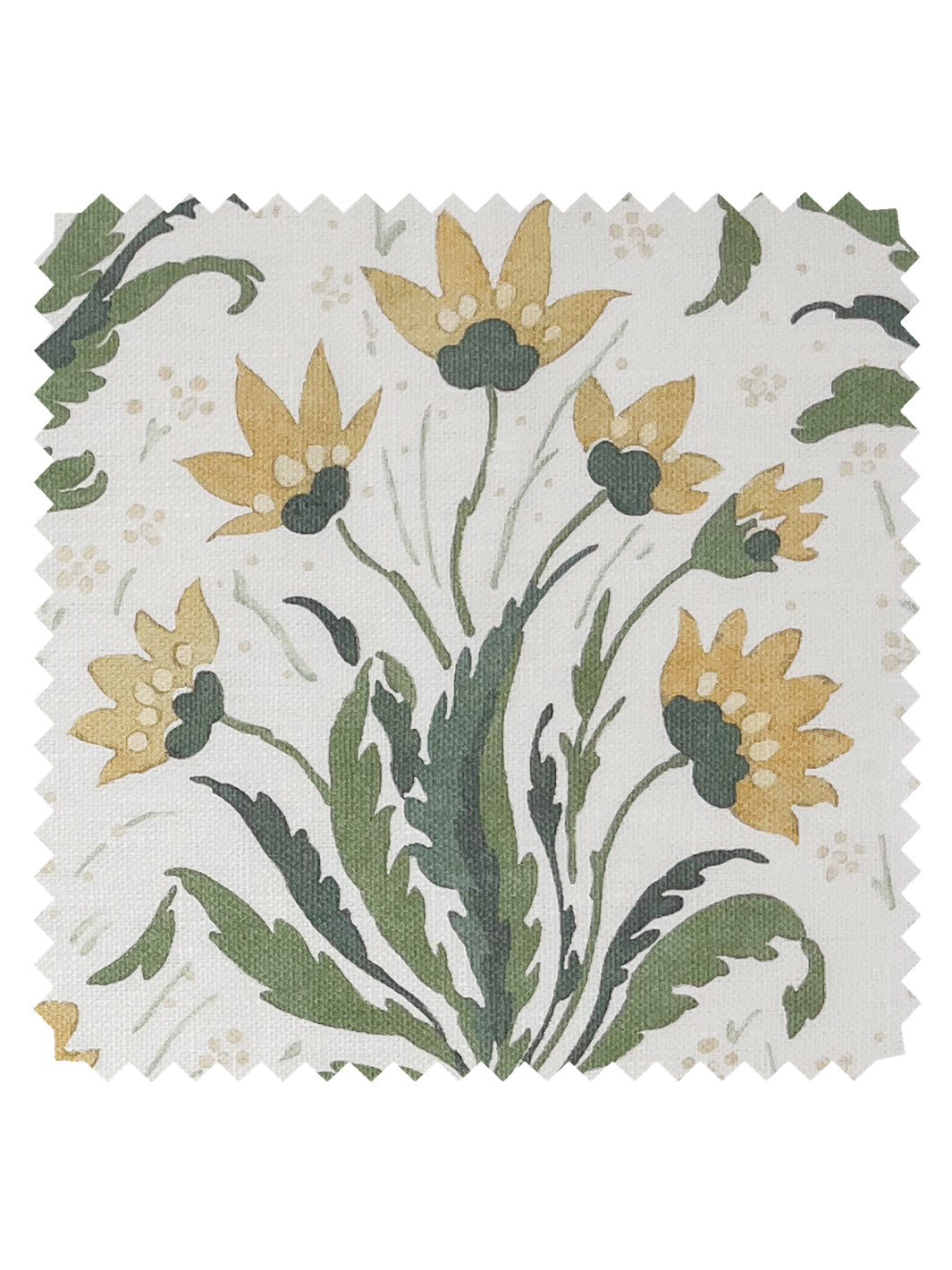 'Hillhouse Floral Multi' Linen Fabric by Nathan Turner - Gold Green