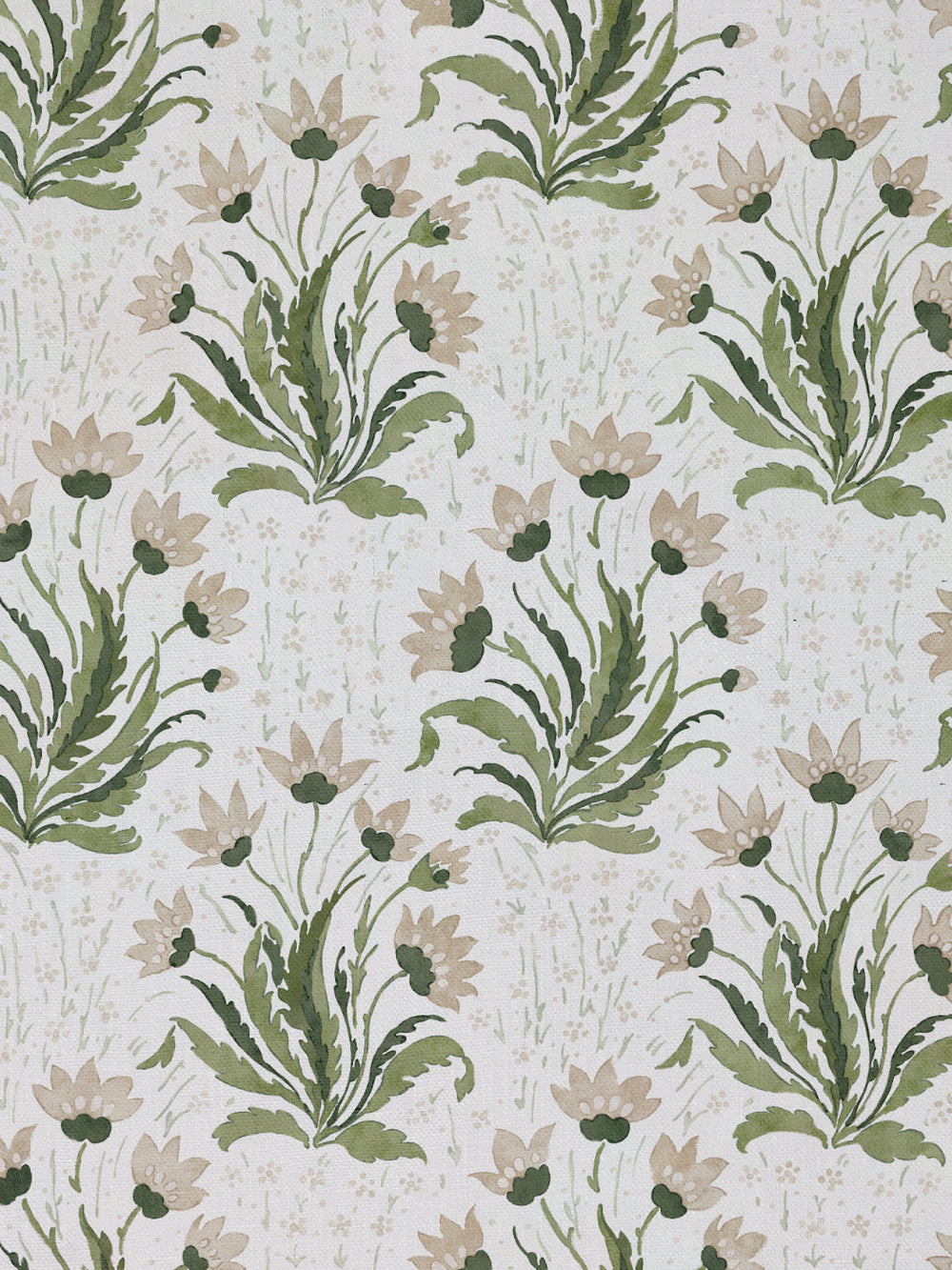 hillhouse floral multi linen fabric by nathan turner neutral green