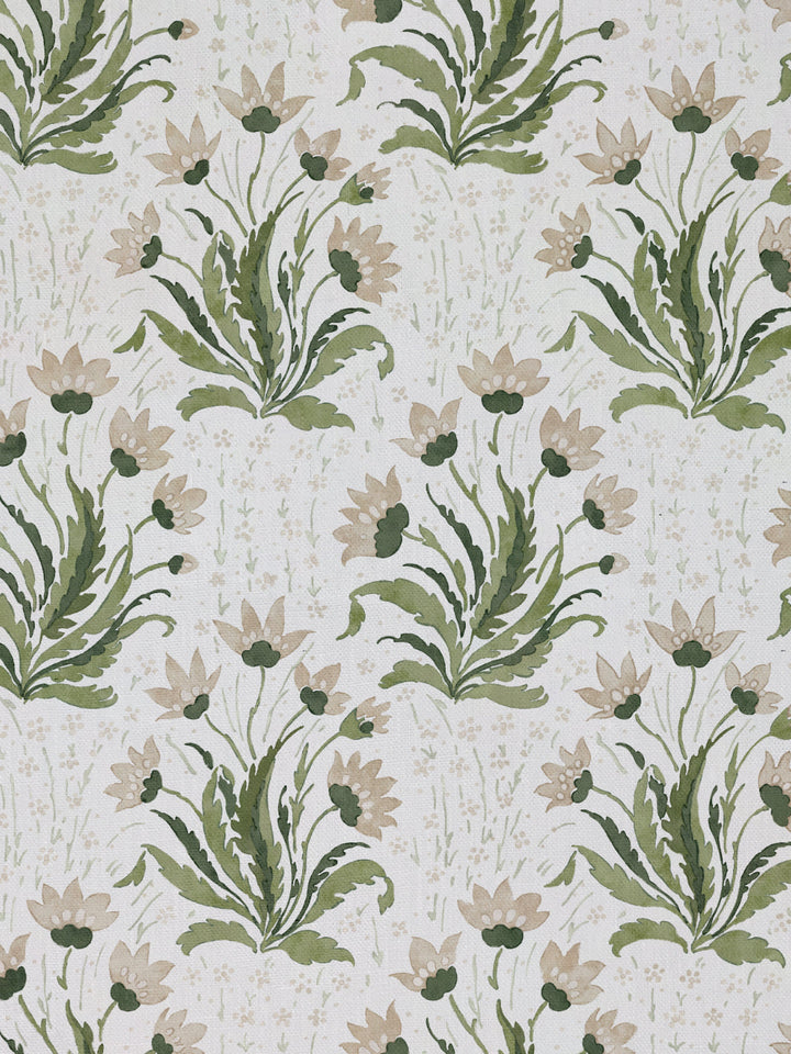 hillhouse floral multi linen fabric by nathan turner neutral green