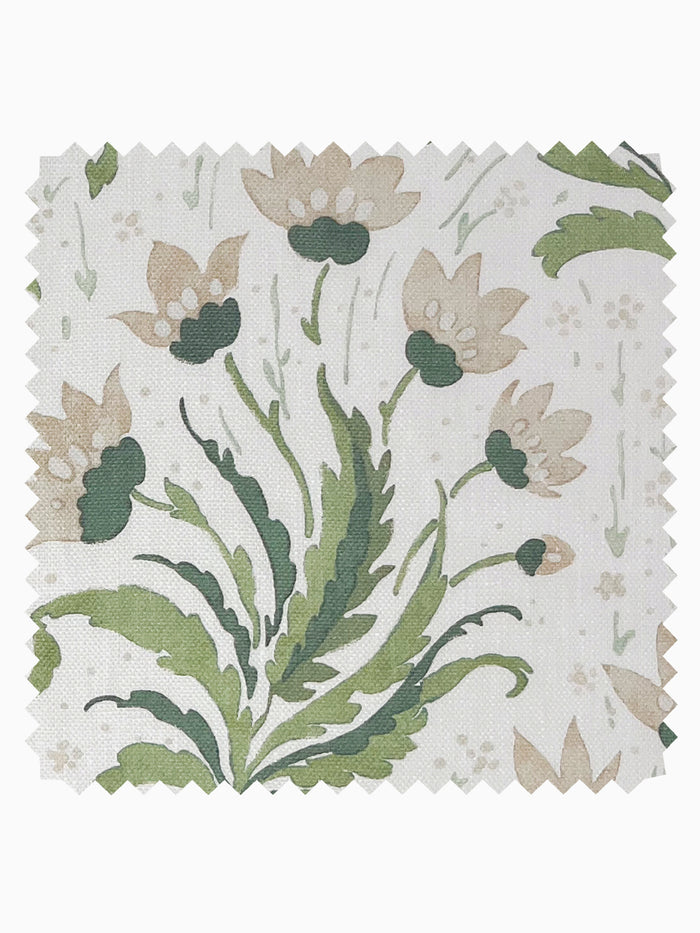 Hillhouse Floral Multi' Linen Fabric by Nathan Turner - Neutral Green