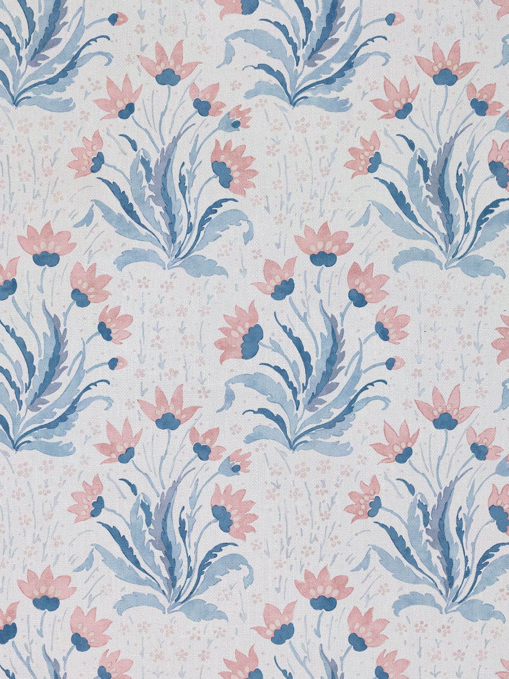 hillhouse floral multi linen fabric by nathan turner pink blue