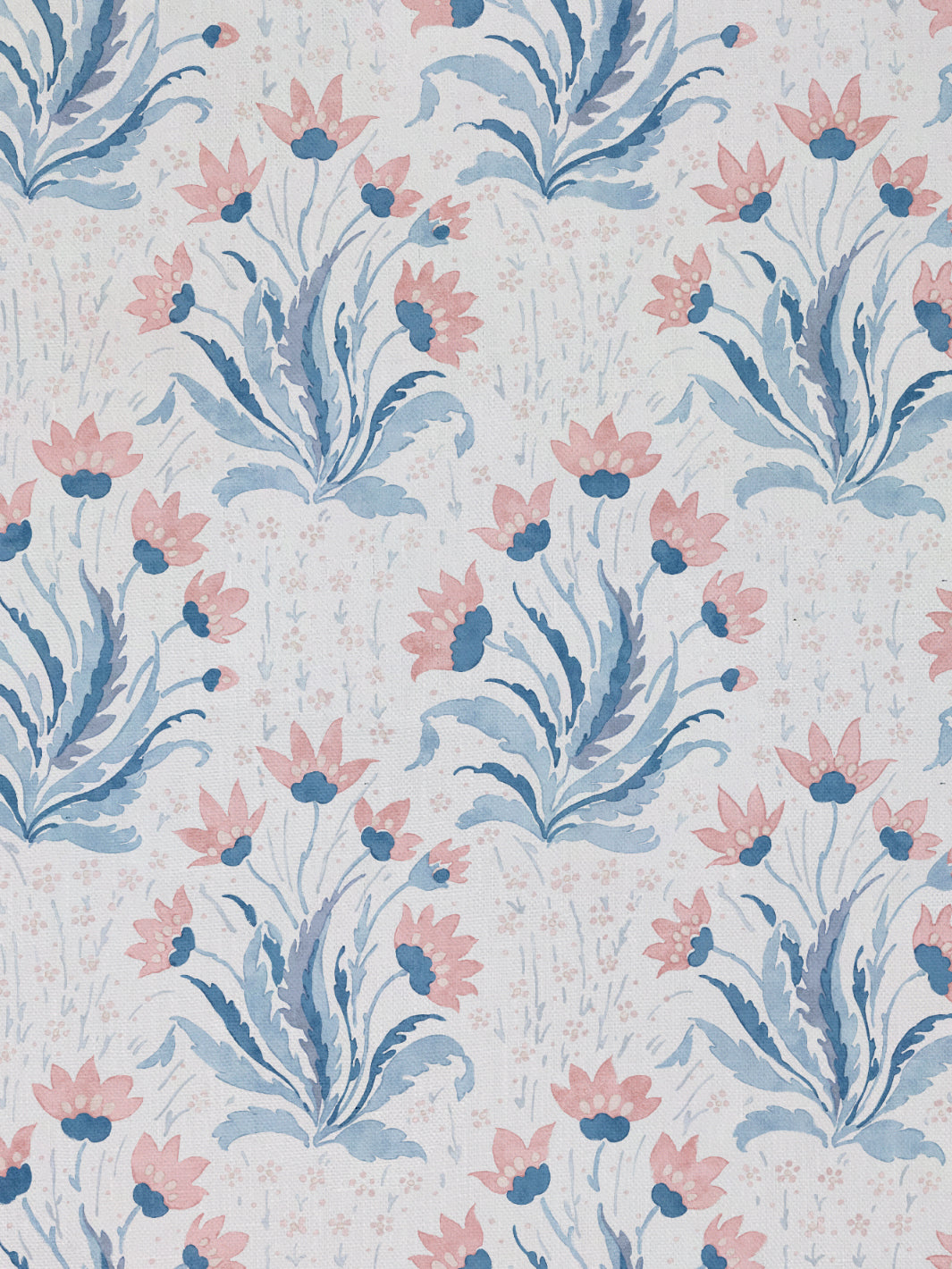 'Hillhouse Floral Multi' Linen Fabric by Nathan Turner - Pink Blue