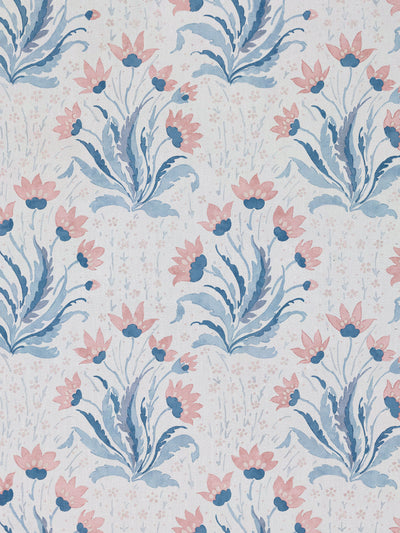 hillhouse floral multi linen fabric by nathan turner pink blue