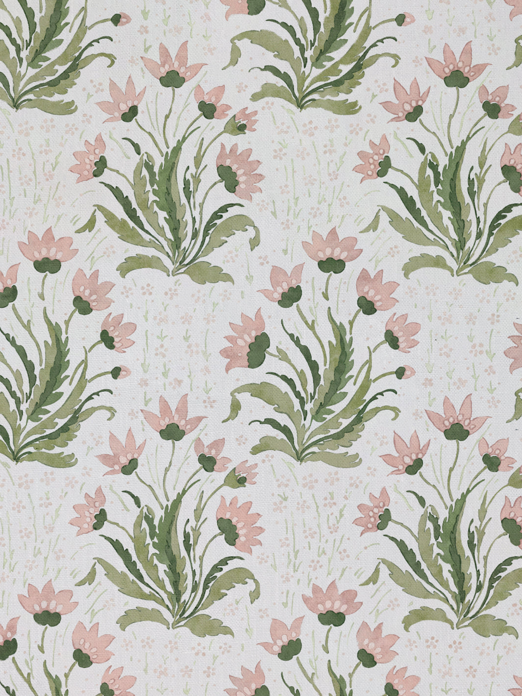 hillhouse floral multi linen fabric by nathan turner pink green