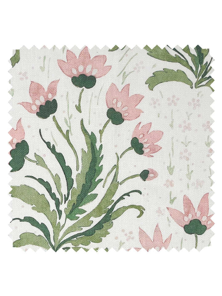hillhouse floral multi linen fabric by nathan turner pink green
