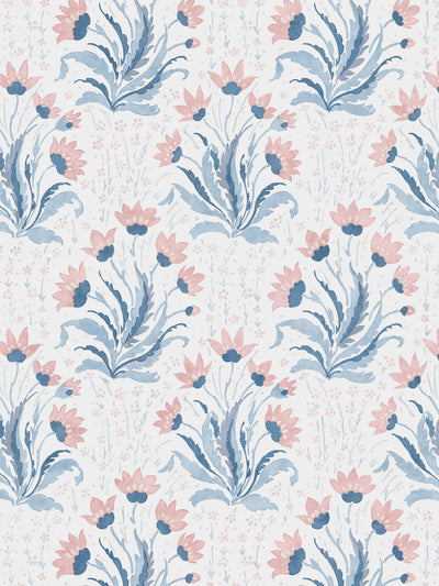 'Hillhouse Floral Multi' Wallpaper by Nathan Turner - Pink Blue