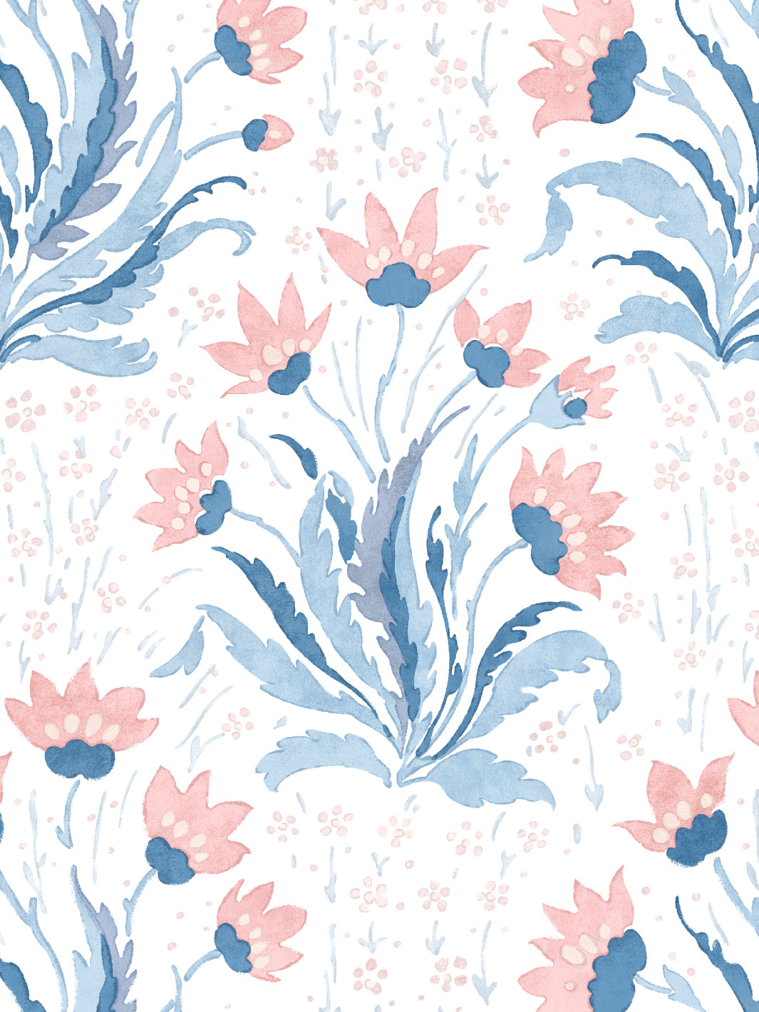 Hillhouse Floral Multi' Wallpaper by Nathan Turner - Pink Blue