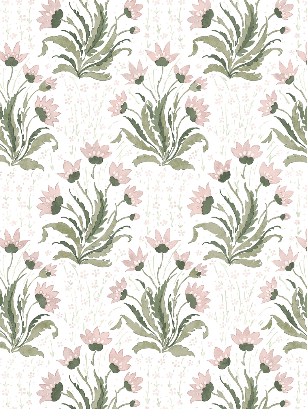 Hillhouse Floral Multi' Wallpaper by Nathan Turner - Pink Green