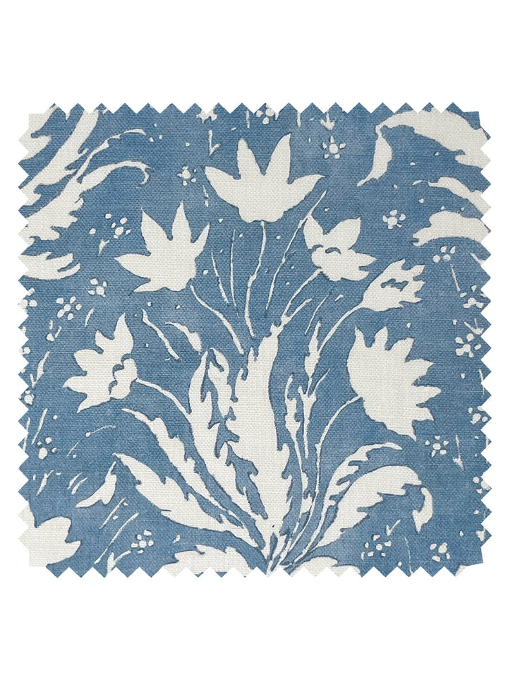 hillhouse floral one color linen fabric by nathan turner blue