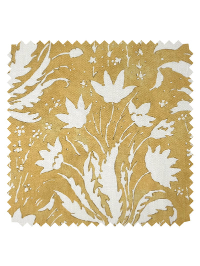 'Hillhouse Floral One Color' Linen Fabric by Nathan Turner - Gold