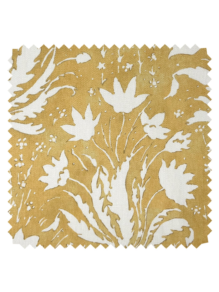 Hillhouse Floral One Color' Linen Fabric by Nathan Turner - Gold