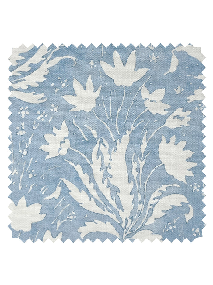 Hillhouse Floral One Color' Linen Fabric by Nathan Turner - Light Blue