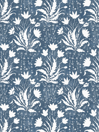 'Hillhouse Floral One Color' Wallpaper by Nathan Turner - Dark Blue