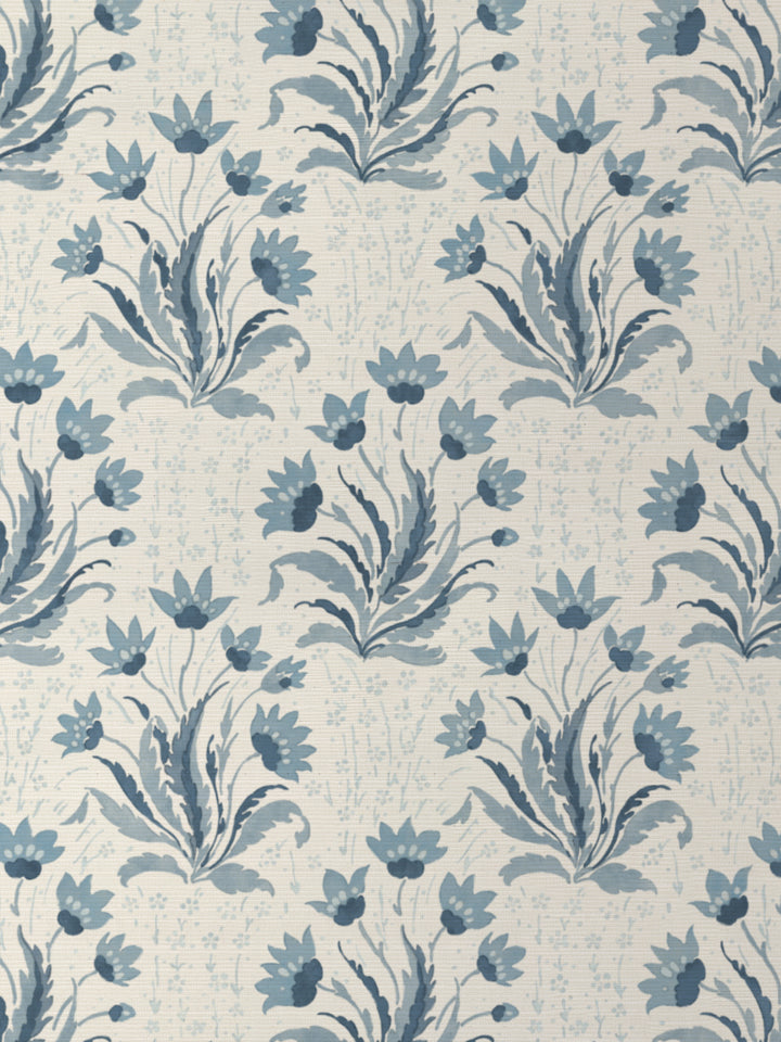 hillhouse floral tonal grasscloth wallpaper by nathan turner blue