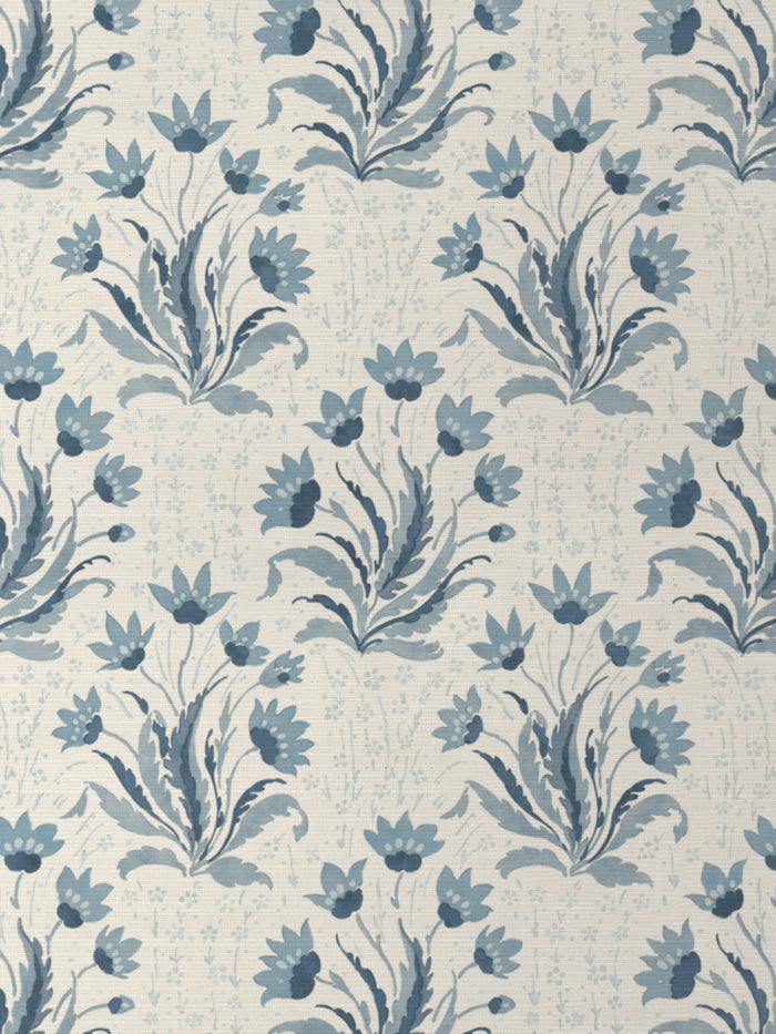 'Hillhouse Floral Tonal' Grasscloth Wallpaper by Nathan Turner - Blue