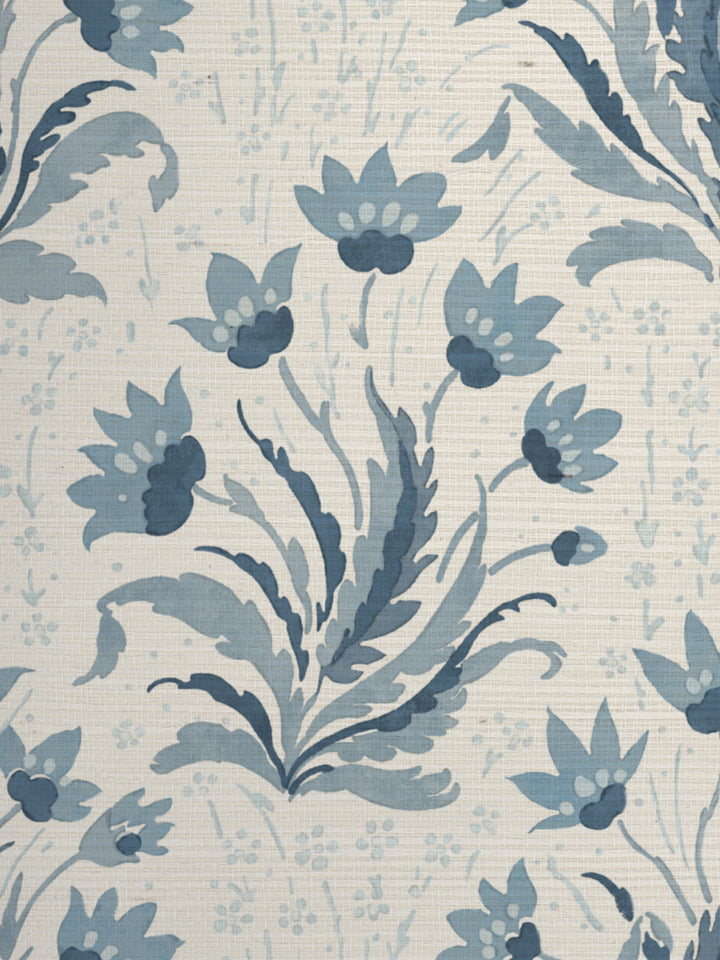 hillhouse floral tonal grasscloth wallpaper by nathan turner blue