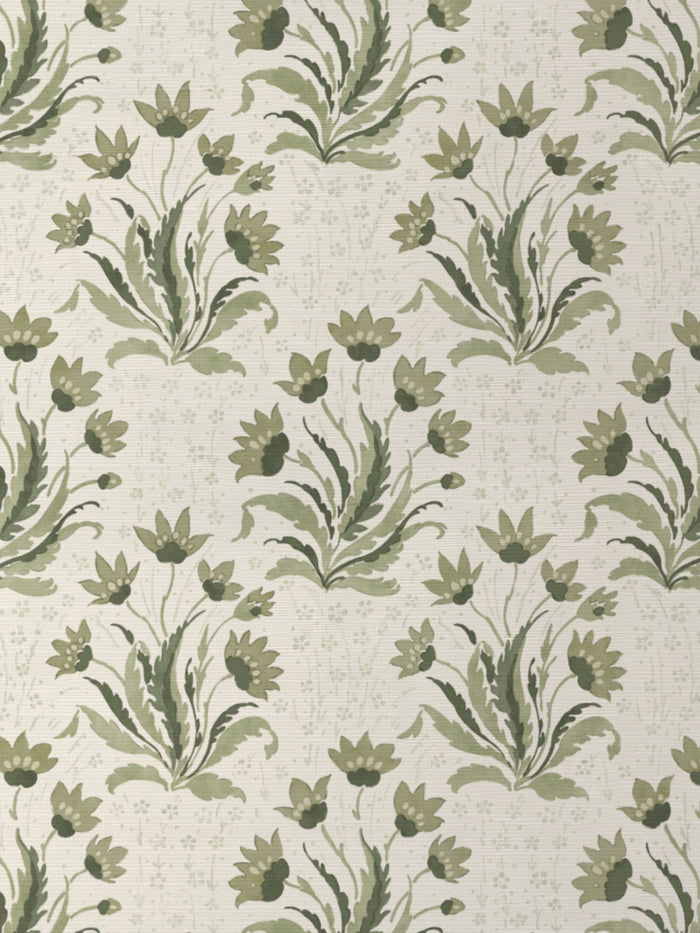 'Hillhouse Floral Tonal' Grasscloth Wallpaper by Nathan Turner - Moss