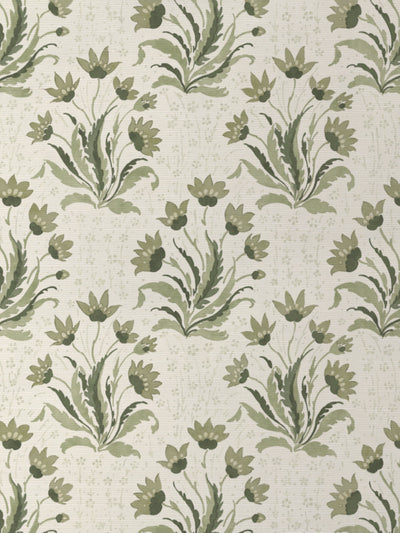 'Hillhouse Floral Tonal' Grasscloth Wallpaper by Nathan Turner - Moss