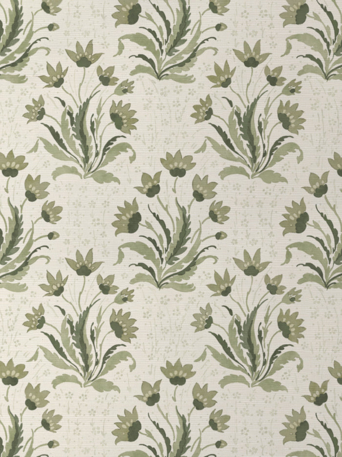 'Hillhouse Floral Tonal' Grasscloth Wallpaper by Nathan Turner - Moss