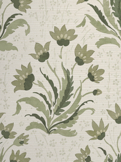 'Hillhouse Floral Tonal' Grasscloth Wallpaper by Nathan Turner - Moss