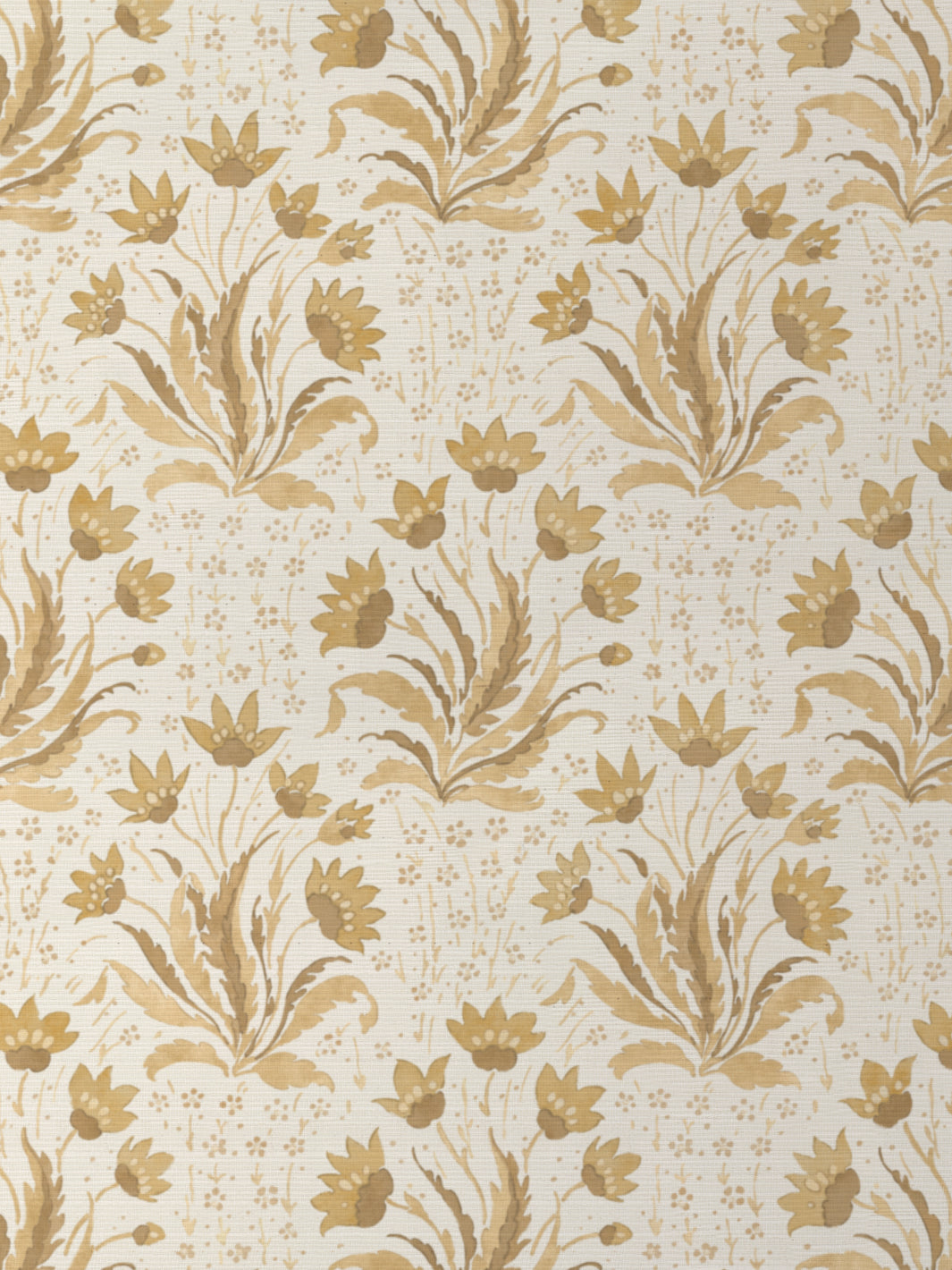 'Hillhouse Floral Tonal' Grasscloth Wallpaper by Nathan Turner - Mustard