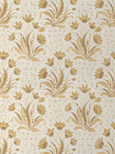 hillhouse floral tonal grasscloth wallpaper by nathan turner mustard