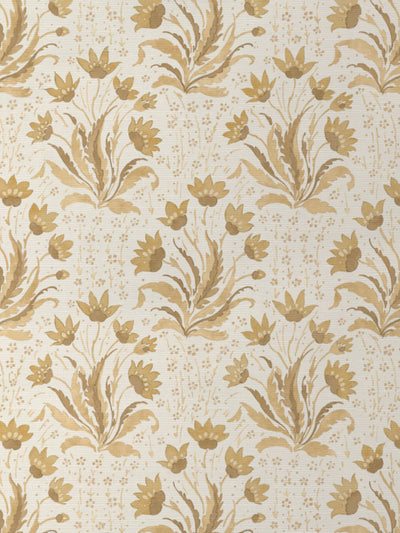 'Hillhouse Floral Tonal' Grasscloth Wallpaper by Nathan Turner - Mustard