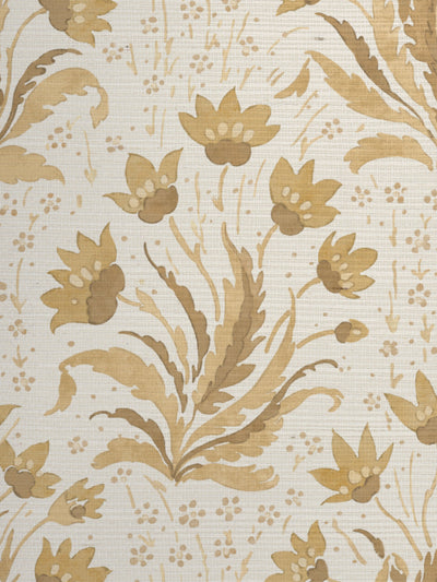 hillhouse floral tonal grasscloth wallpaper by nathan turner mustard