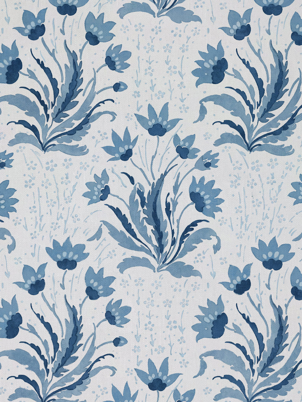 hillhouse floral tonal linen fabric by nathan turner blue