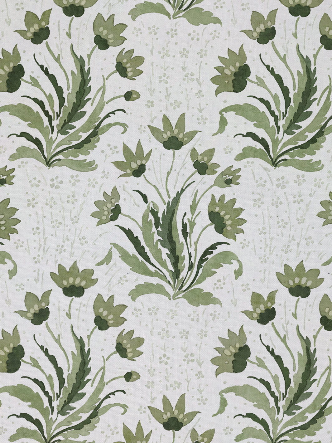 'Hillhouse Floral Tonal' Linen Fabric by Nathan Turner - Moss