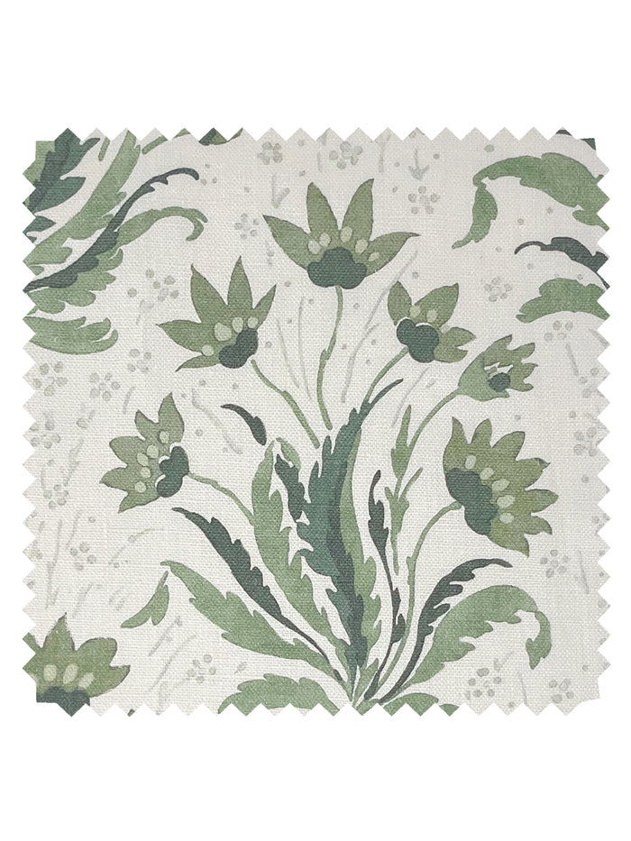 Hillhouse Floral Tonal' Linen Fabric by Nathan Turner - Moss
