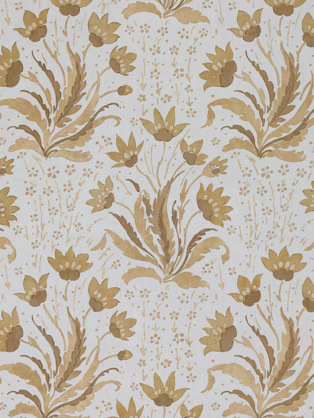 hillhouse floral tonal linen fabric by nathan turner mustard