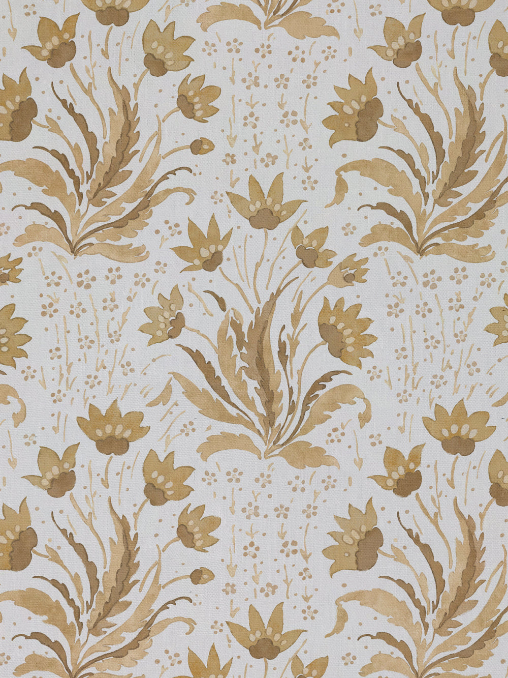 hillhouse floral tonal linen fabric by nathan turner mustard