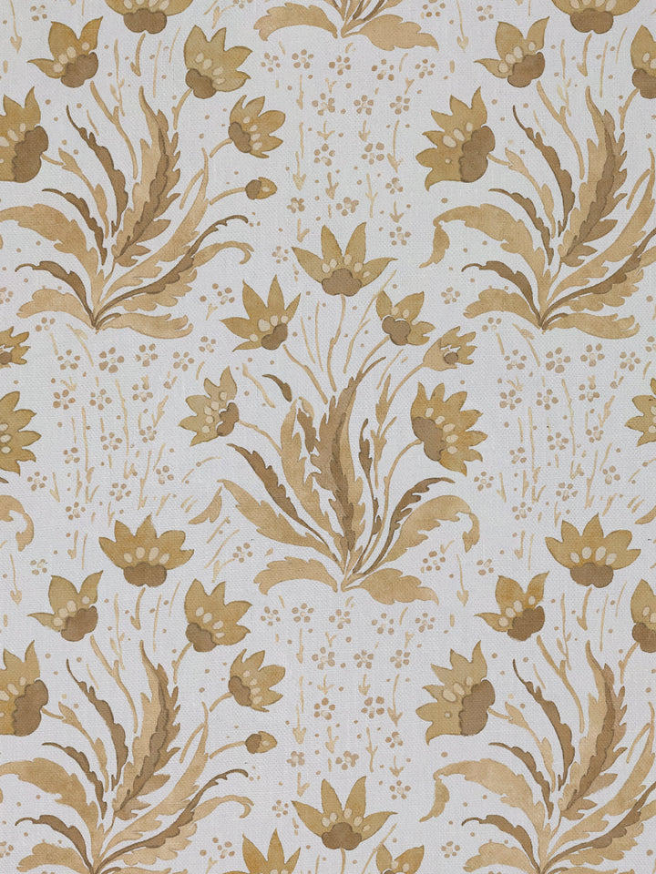 hillhouse floral tonal linen fabric by nathan turner mustard