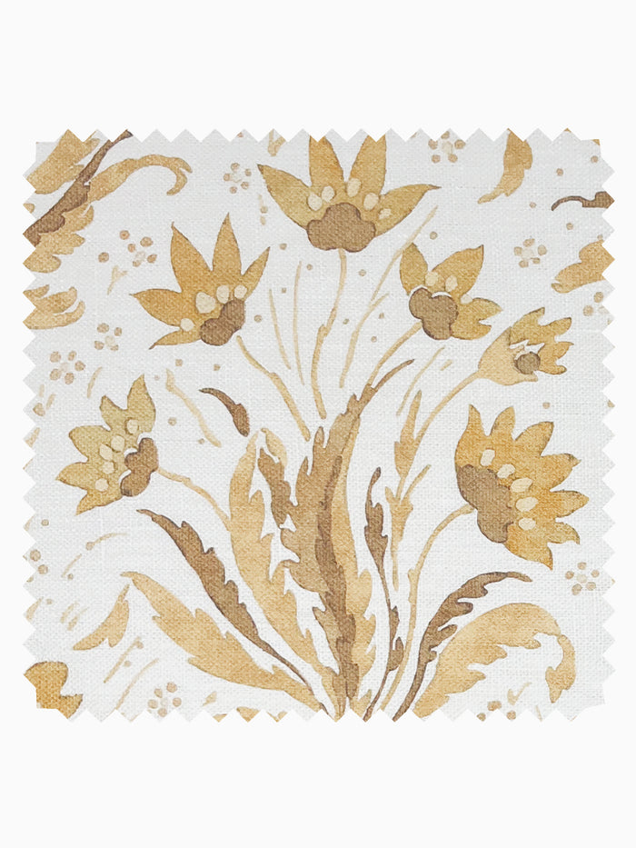 Hillhouse Floral Tonal' Linen Fabric by Nathan Turner - Mustard