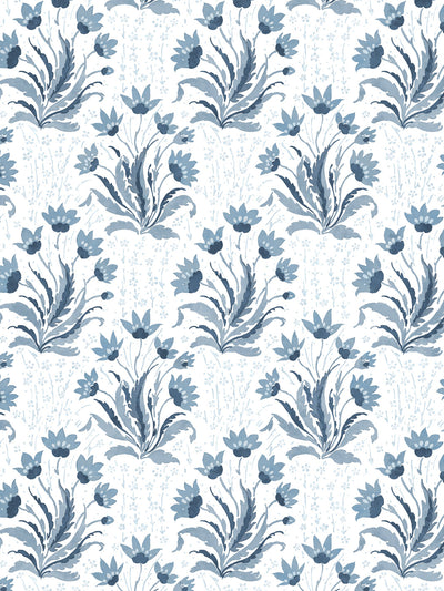 'Hillhouse Floral Tonal' Wallpaper by Nathan Turner - Blue