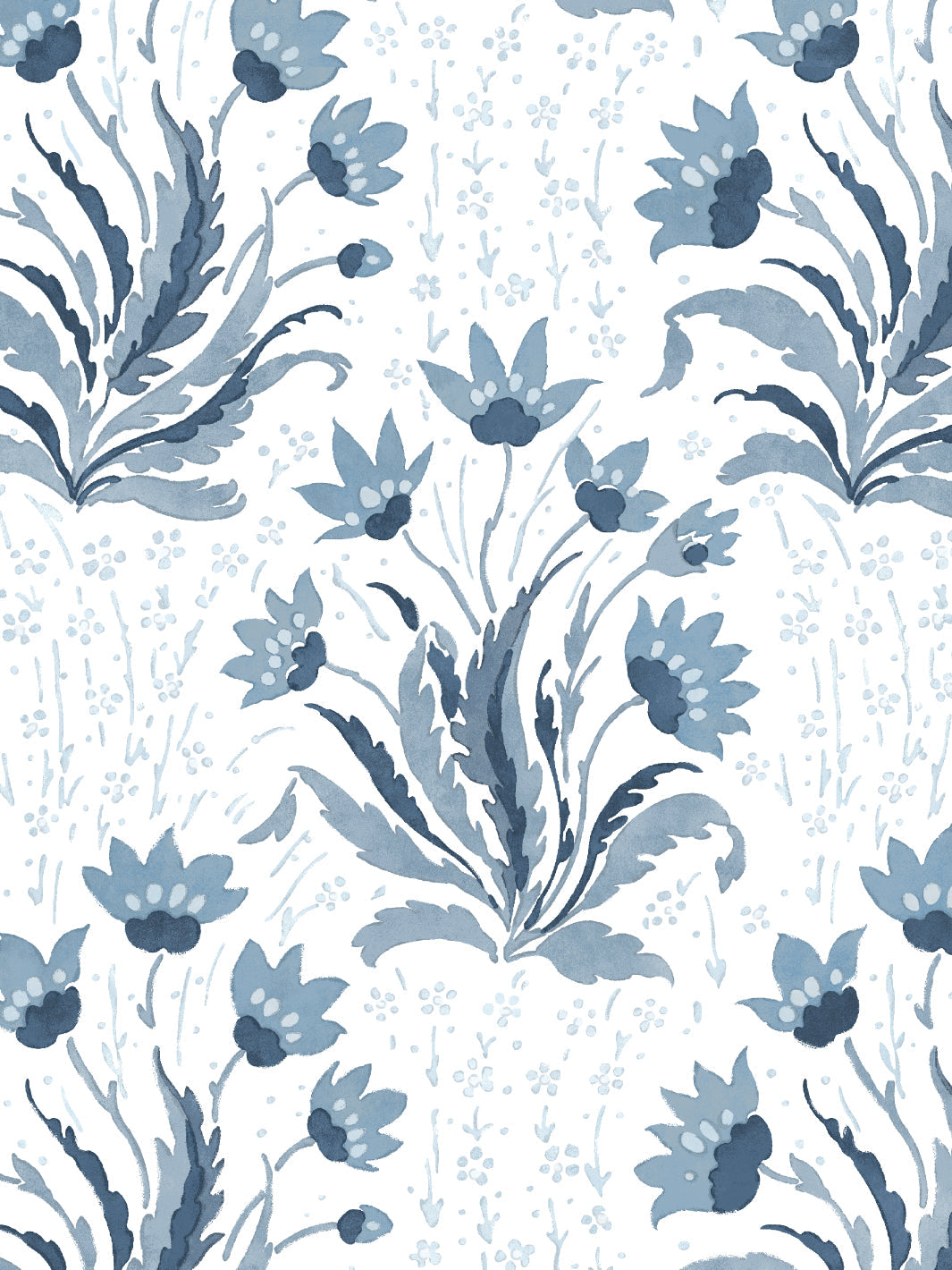 'Hillhouse Floral Tonal' Wallpaper by Nathan Turner - Blue