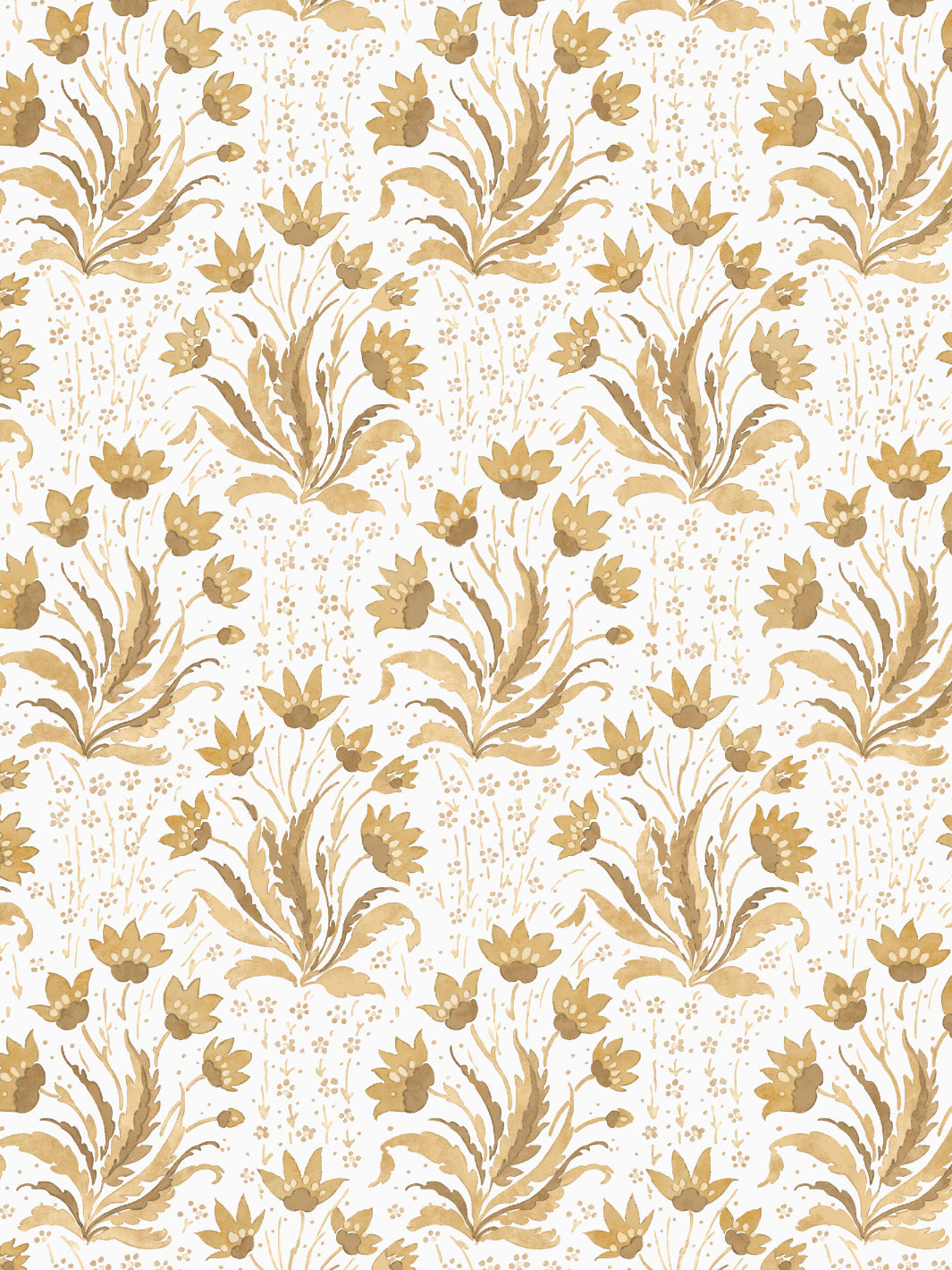 'Hillhouse Floral Tonal' Wallpaper by Nathan Turner - Mustard