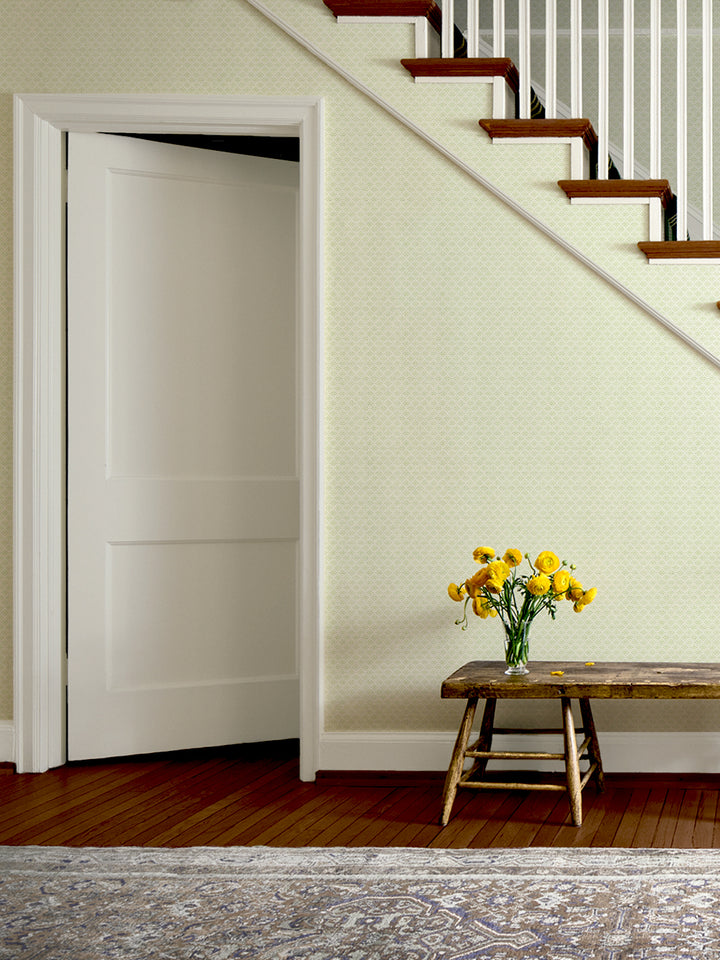 'Hyacinth' Wallpaper by Wallshoppe - Citrus Green - Room Shot