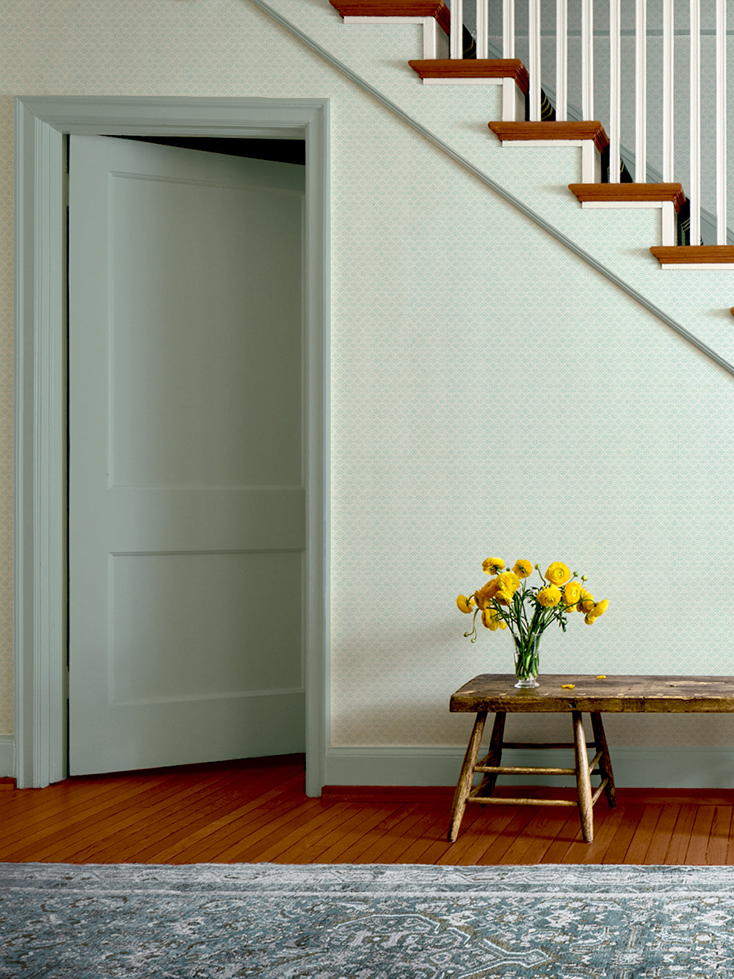 'Hyacinth' Wallpaper by Wallshoppe - Ocean Mist - Room Shot