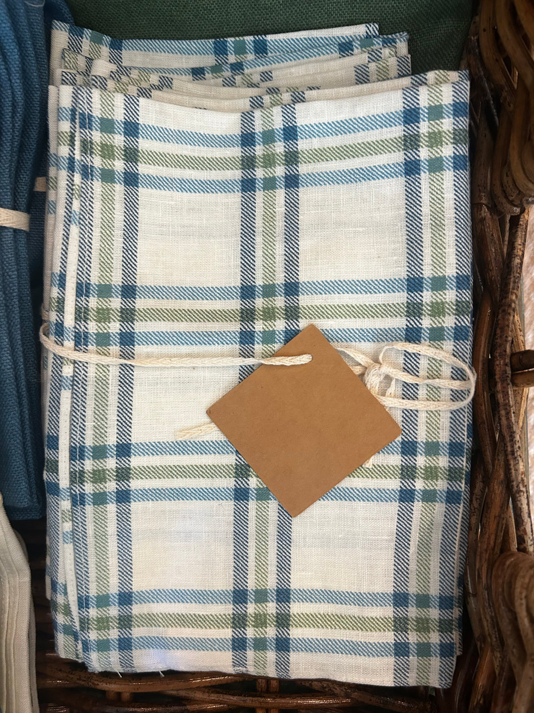 NT - Linen Napkins (set of 4) - Roger Plaid (Blue Green)